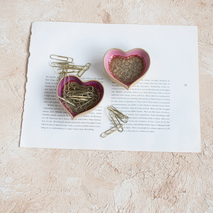 Creative Coop Home Stoneware Heart Shaped Dish with Crackle Glaze