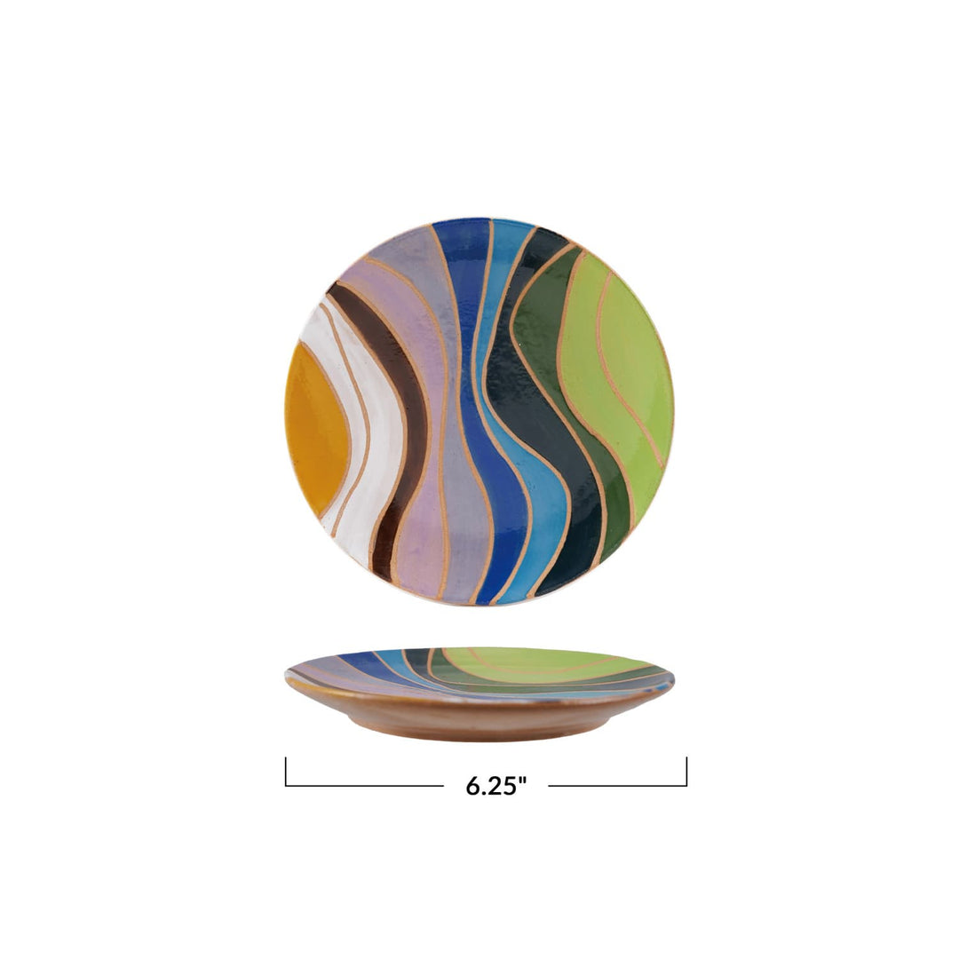 Creative Coop Home Stoneware Plate with Wax Relief Design