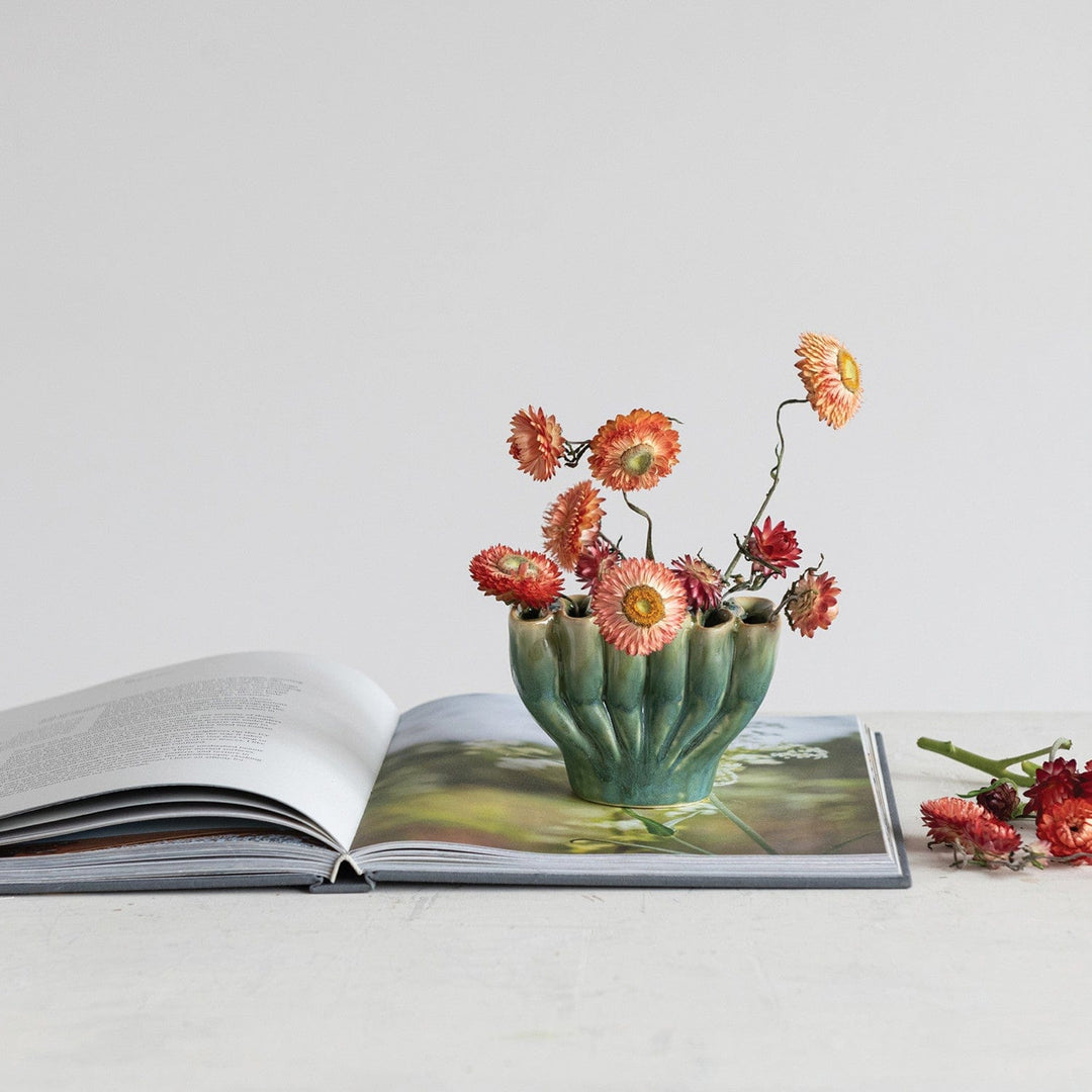 Creative Coop Home Stoneware Sculptural Vase with 6 Sections