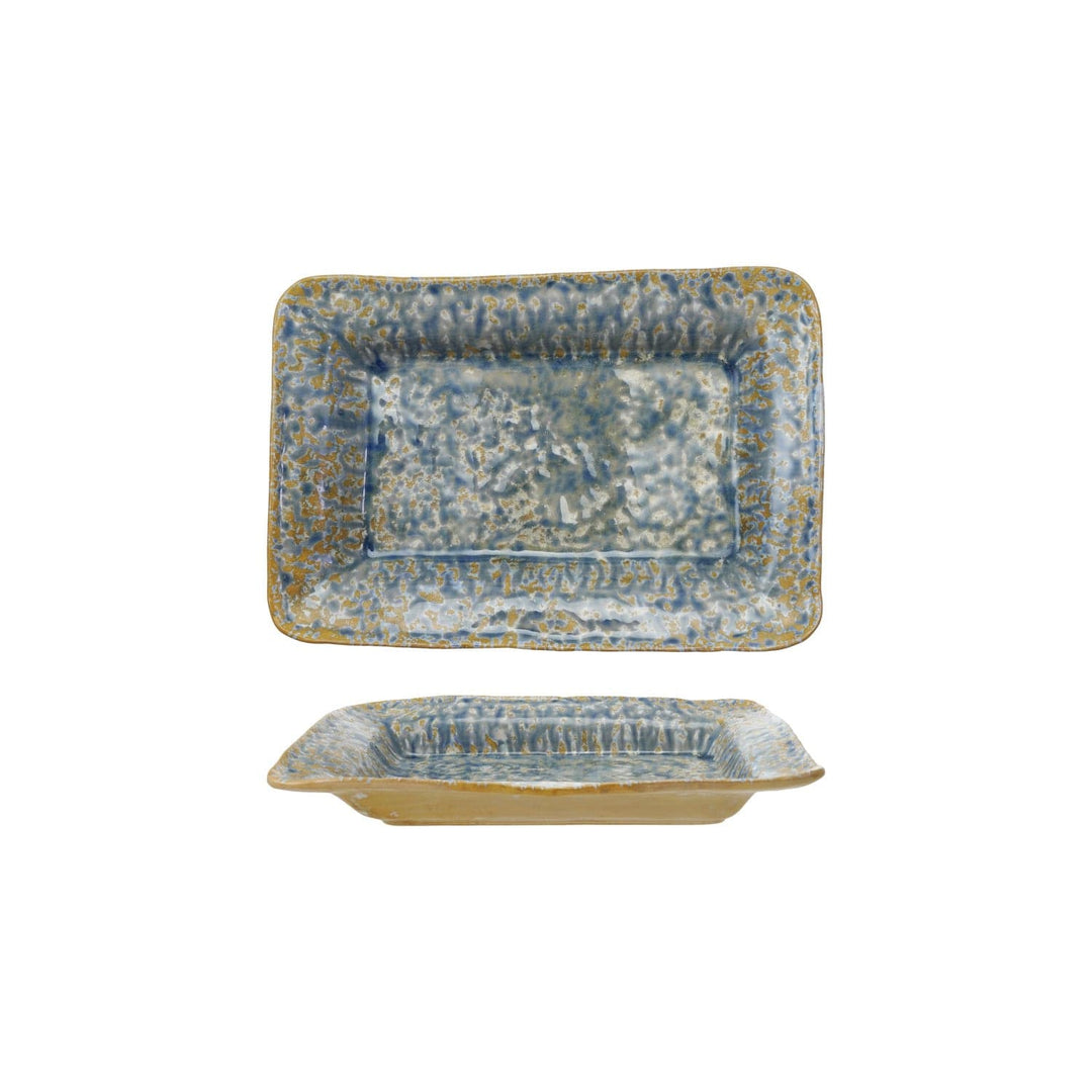 Creative Coop Home Stoneware Serving Dish, Reactive Crackle Glaze