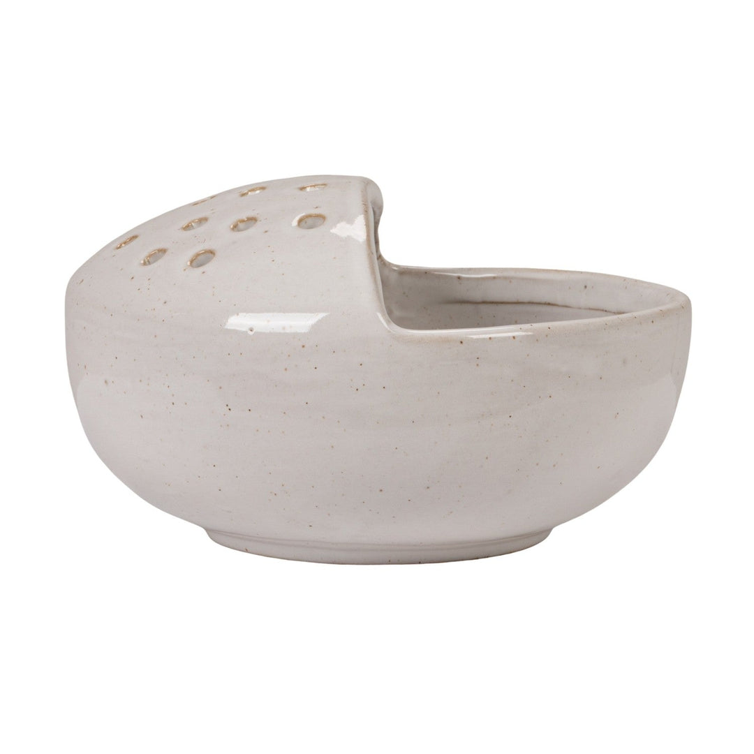 Creative Coop Home Stoneware Strainer Bowl, White