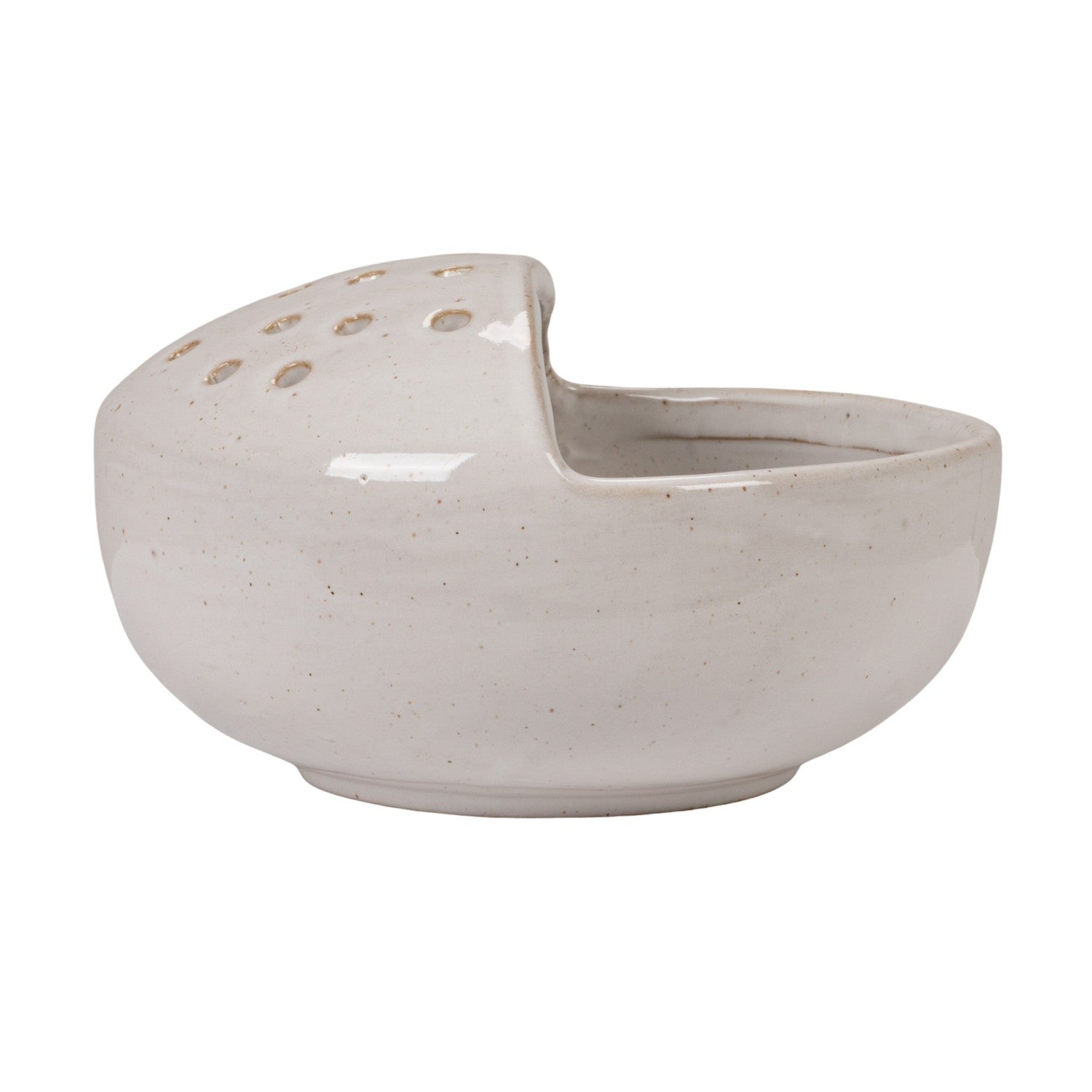 Creative Coop Home Stoneware Strainer Bowl, White