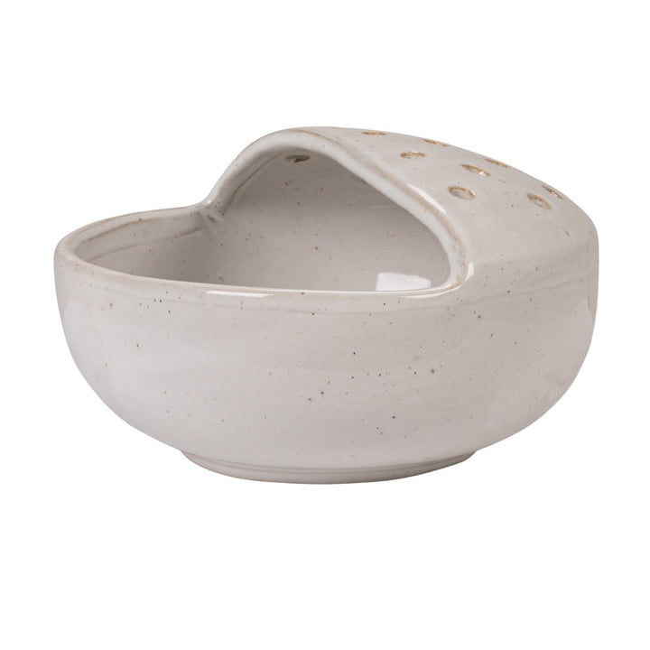 Creative Coop Home Stoneware Strainer Bowl, White