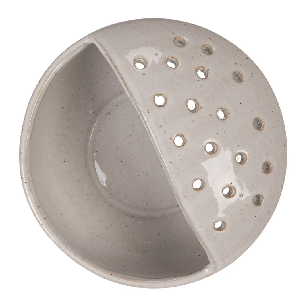 Creative Coop Home Stoneware Strainer Bowl, White