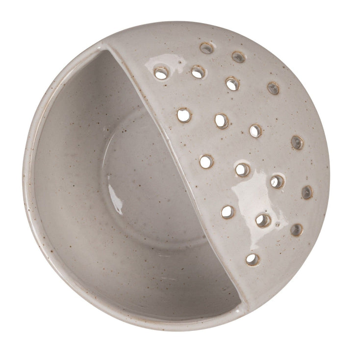 Creative Coop Home Stoneware Strainer Bowl, White