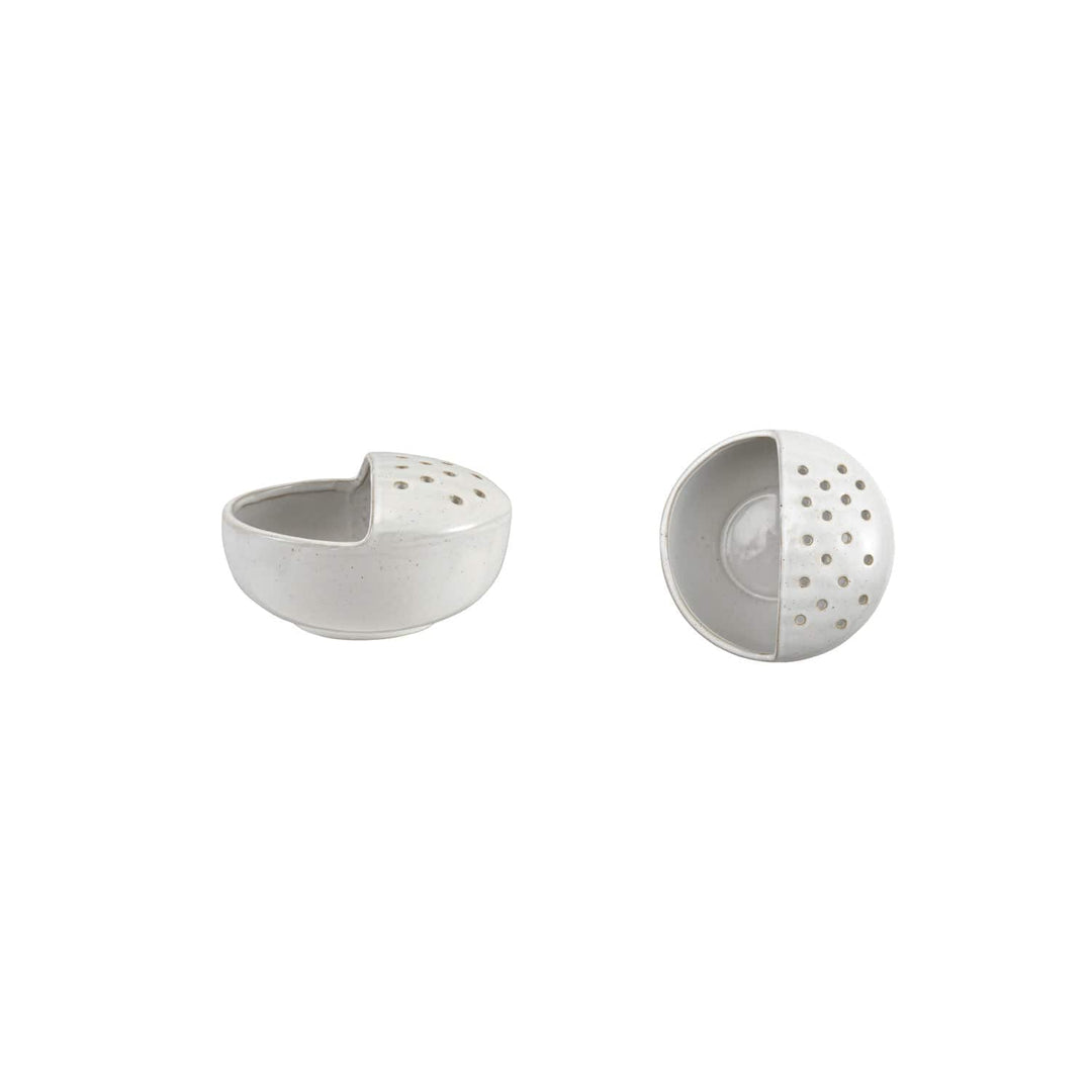 Creative Coop Home Stoneware Strainer Bowl, White