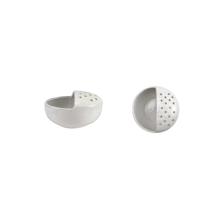 Creative Coop Home Stoneware Strainer Bowl, White