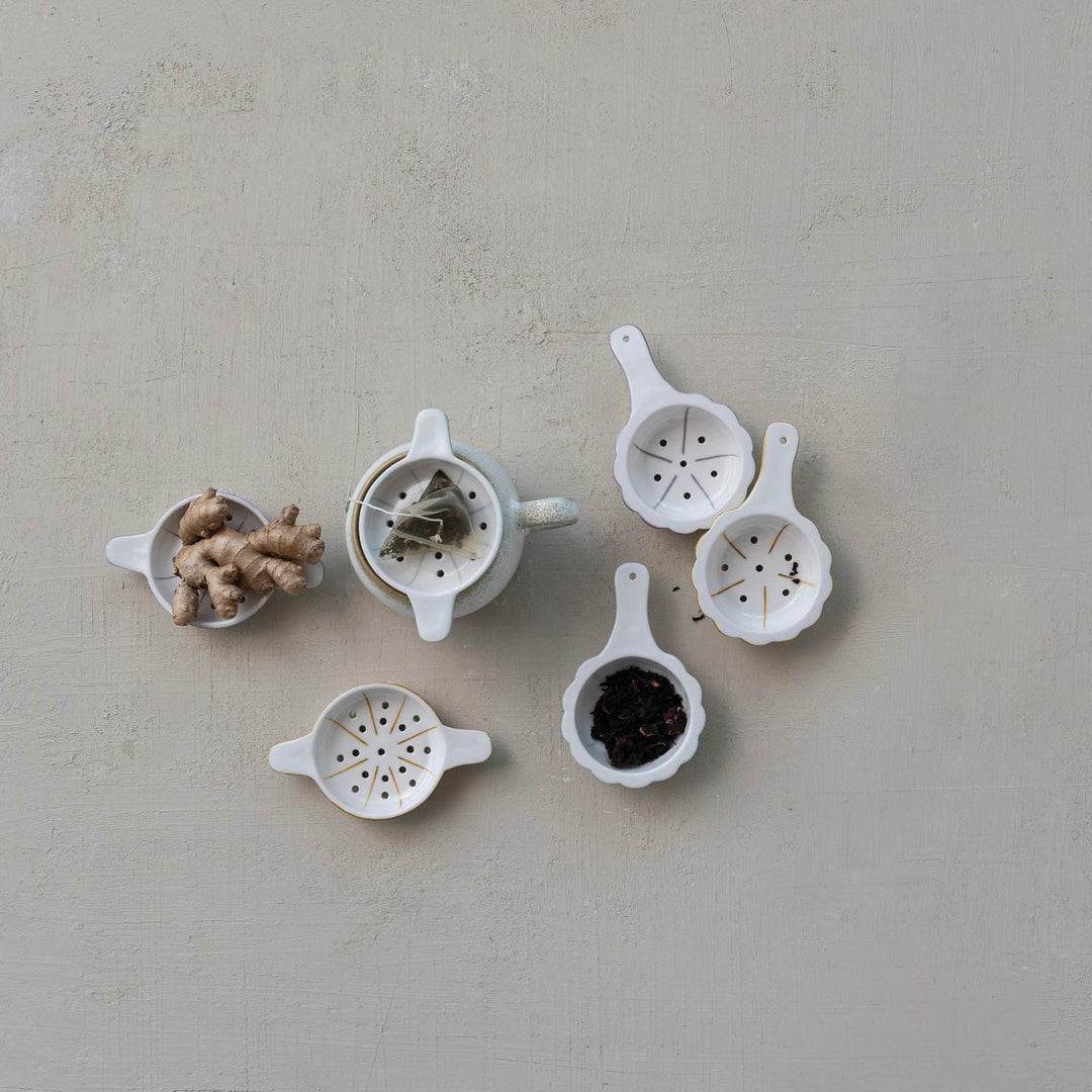 Creative Coop Home Stoneware Tea Strainer with Handle