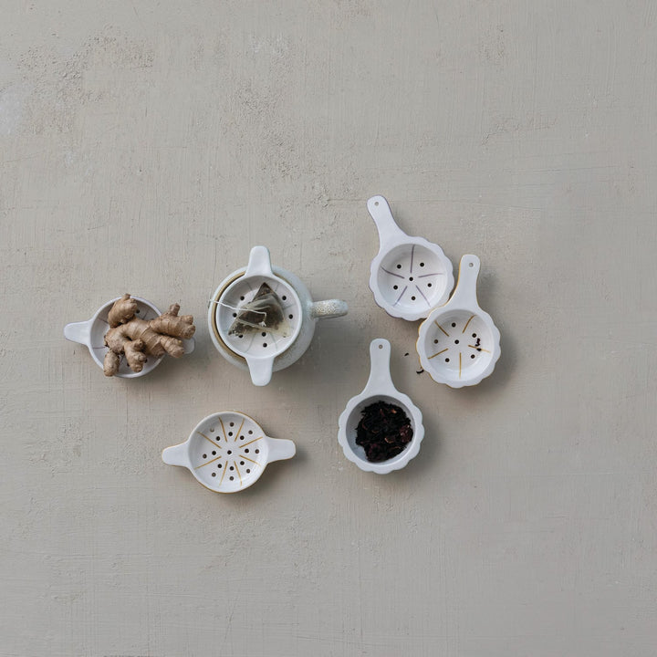 Creative Coop Home Stoneware Tea Strainer with Handle