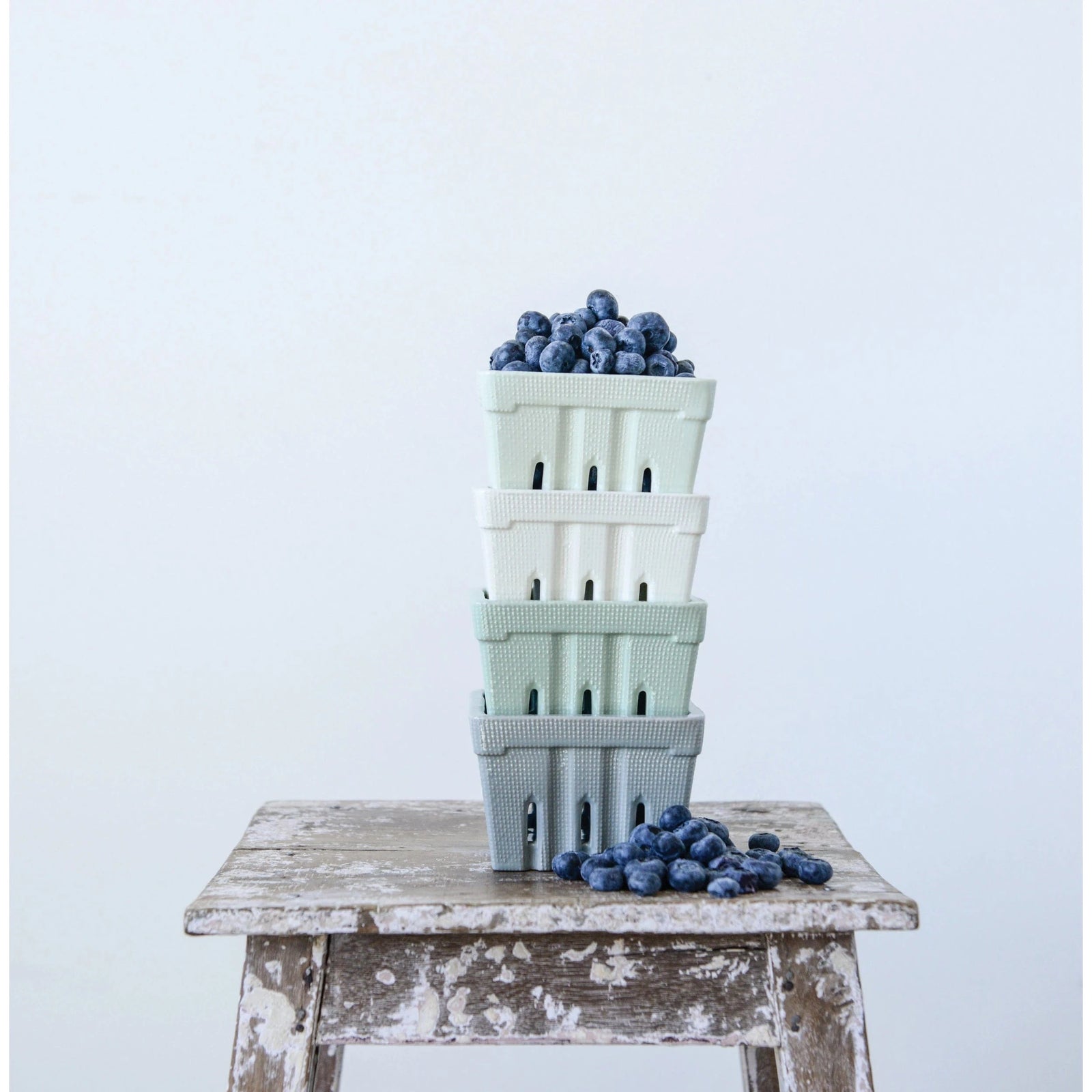 Creative Coop Home Textured Stoneware Berry Basket