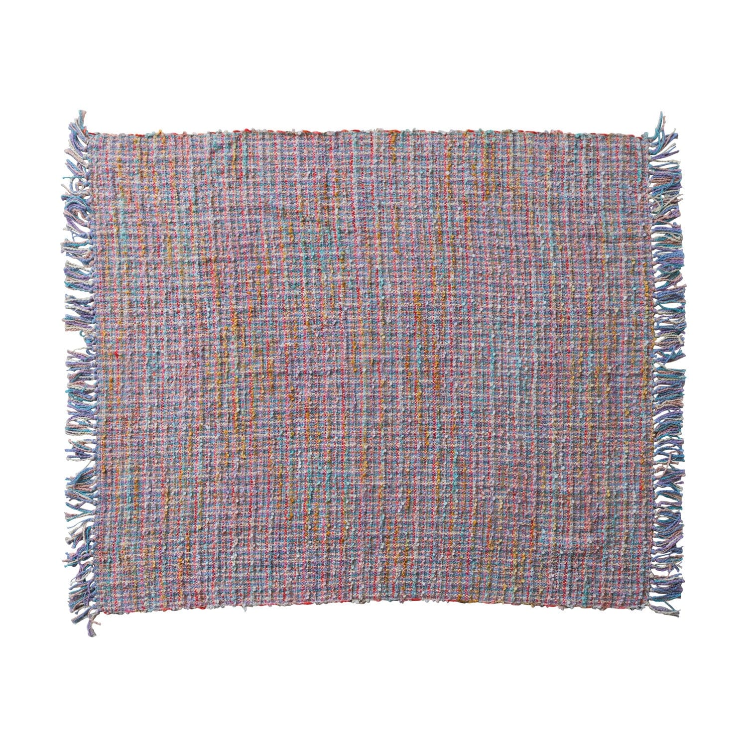 Creative Coop Home Woven Cotton Blend Slub Throw with Fringe