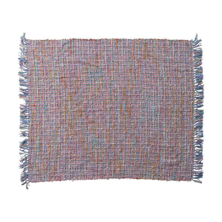 Creative Coop Home Woven Cotton Blend Slub Throw with Fringe