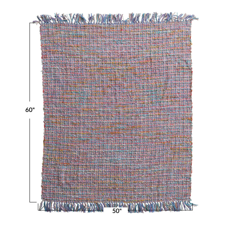 Creative Coop Home Woven Cotton Blend Slub Throw with Fringe