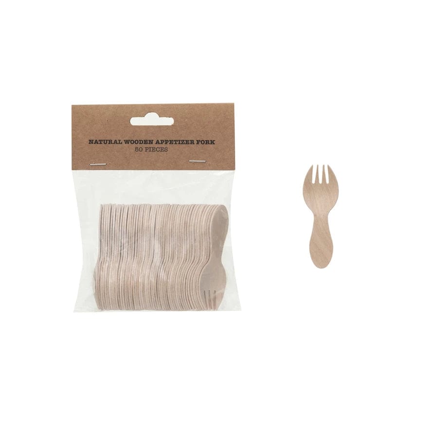 Creative Coop Kitchen Tool Wood Single Use Spork, Natural, Set of 50