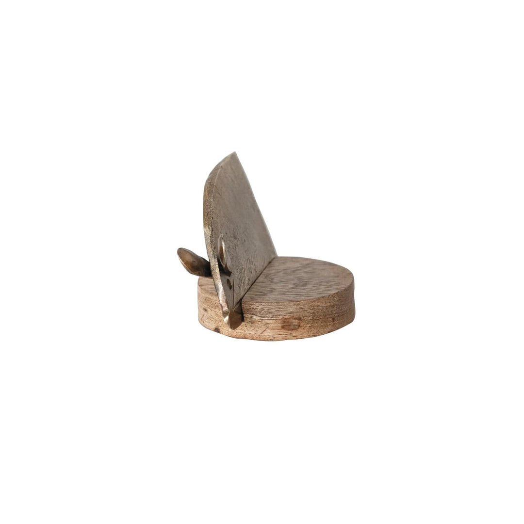 Creative Coop Knife Mouse Shaped Cheese Knife w/ Mango Wood Stand, Set of 2