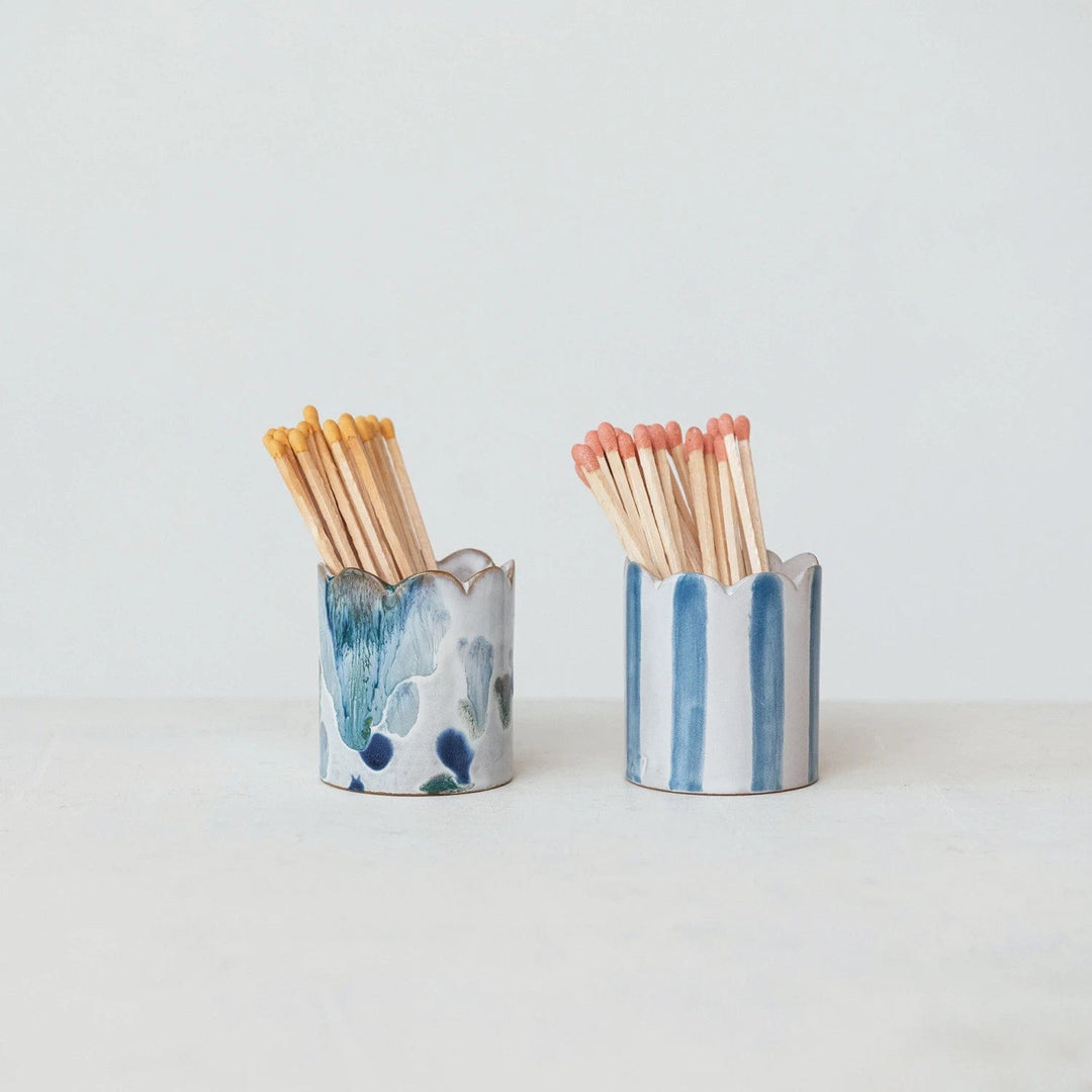 Creative Coop Matches Stoneware Matchstick Holder w/ Striker