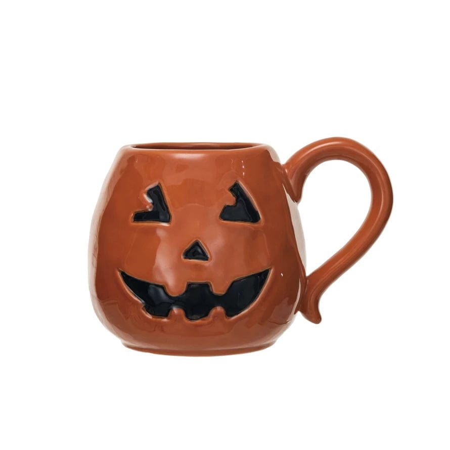 Creative Coop Mug 16 oz. Debossed Jack-O-Lantern Shaped Mug