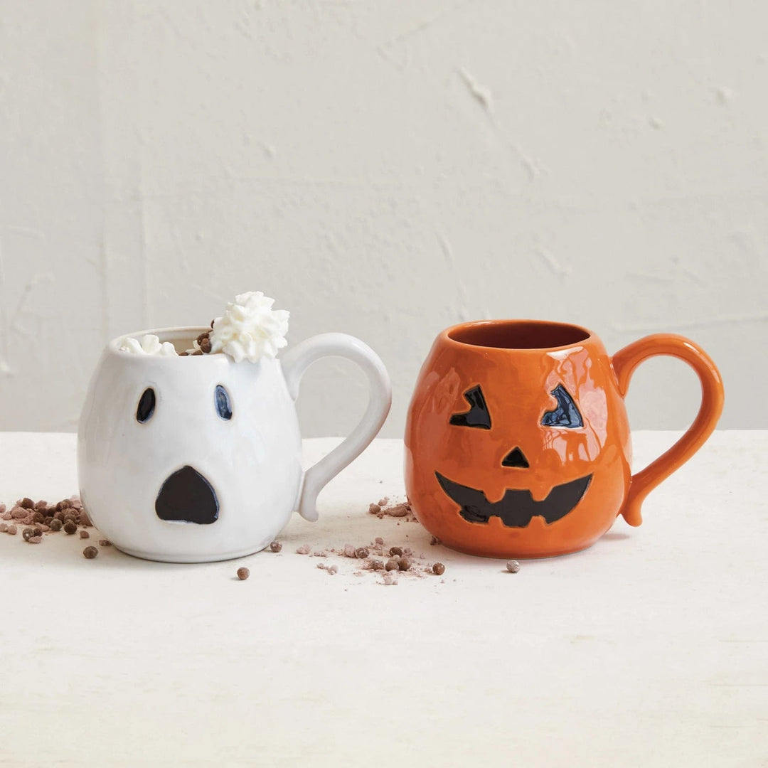 Creative Coop Mug 16 oz. Debossed Jack-O-Lantern Shaped Mug