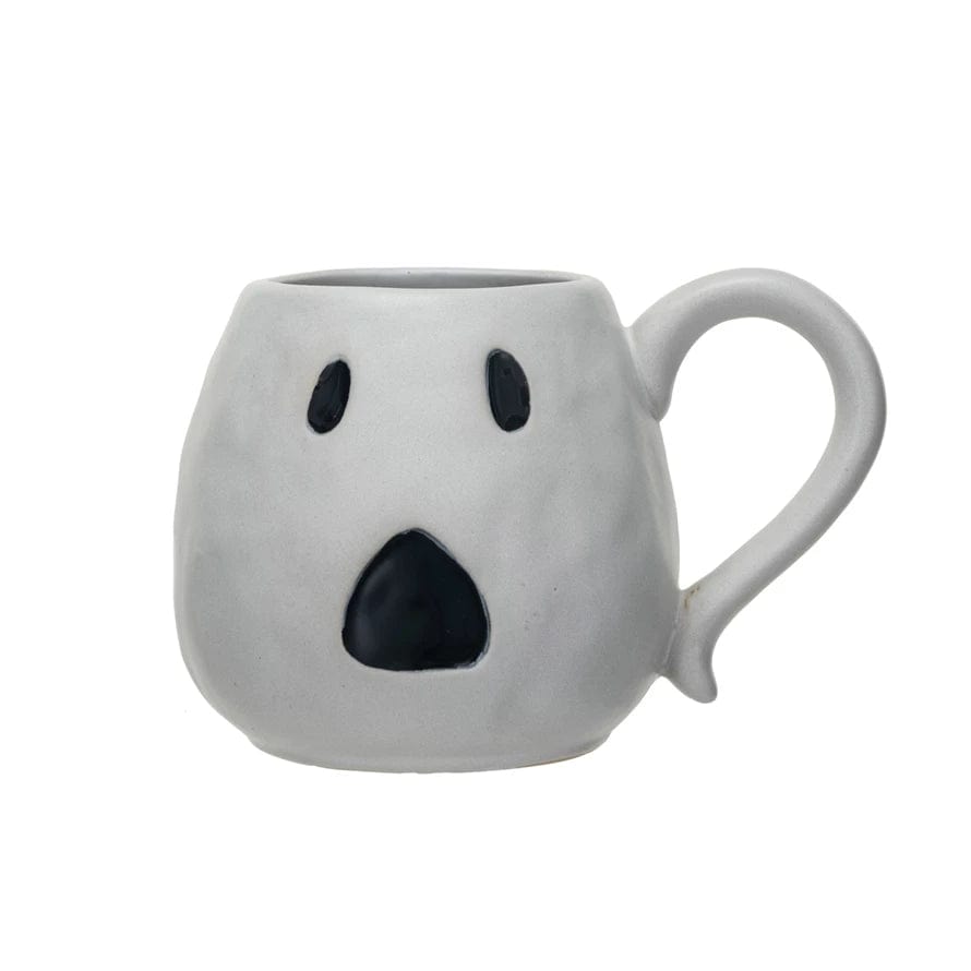 Creative Coop Mug 16 oz. Debossed Stoneware Ghost Shaped Mug