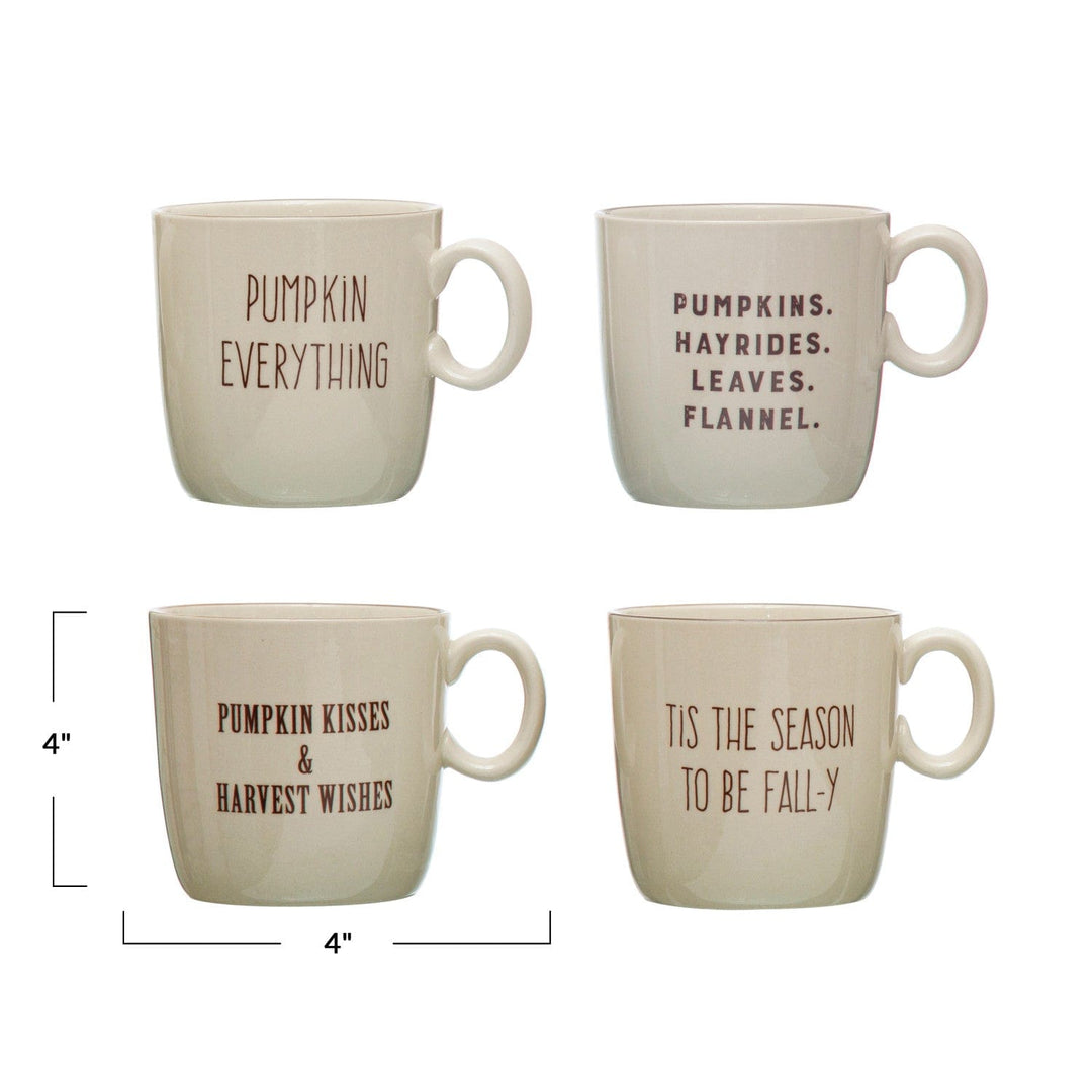 Creative Coop Mug Stoneware Mug w/ Fall Saying | 4 Styles