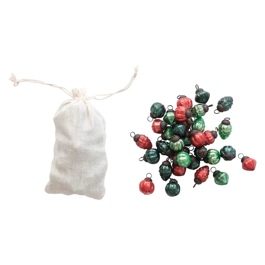 Creative Coop Ornament Red & Green Mercury Glass Ornaments - Individual