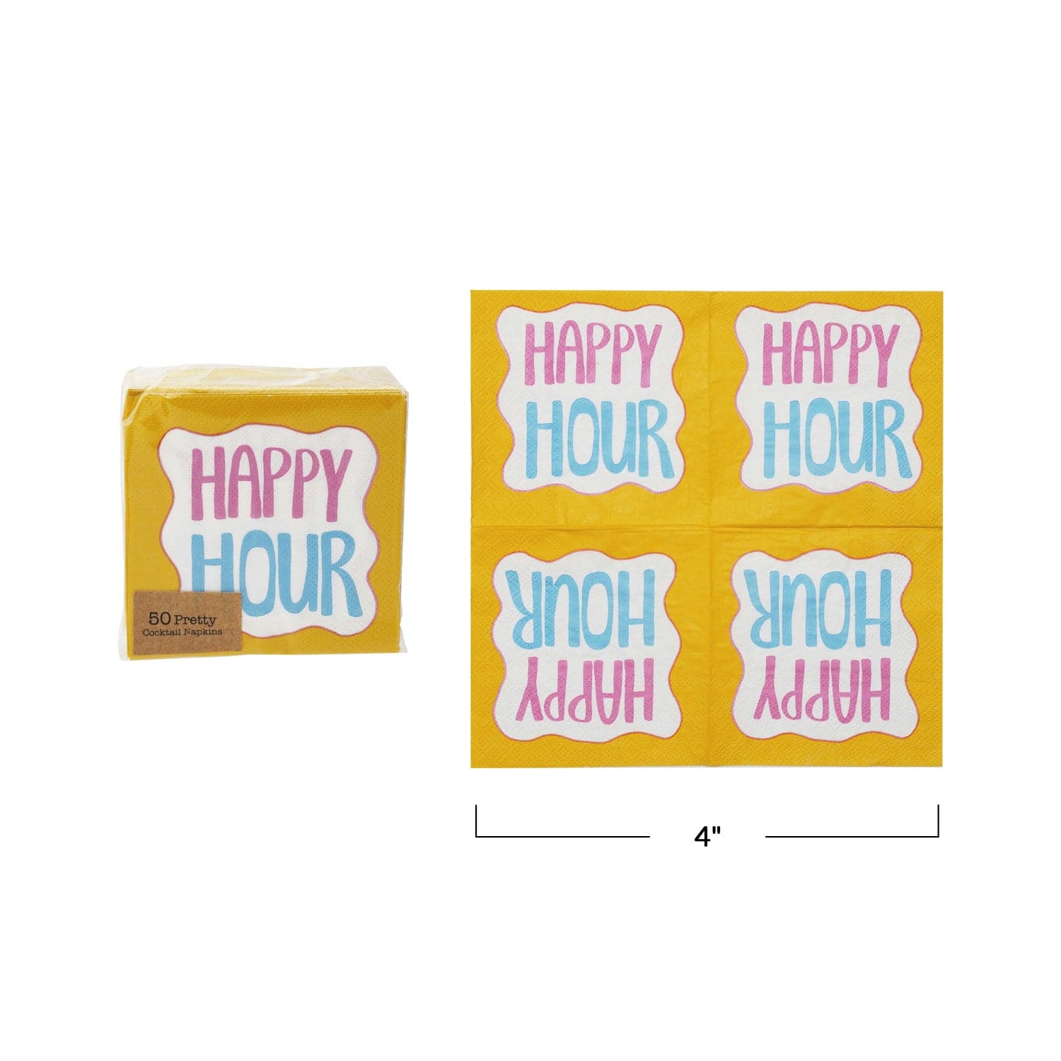 Creative Coop Party Paper Cocktail Napkins "Happy Hour" (Contains 50 Folded Pieces)