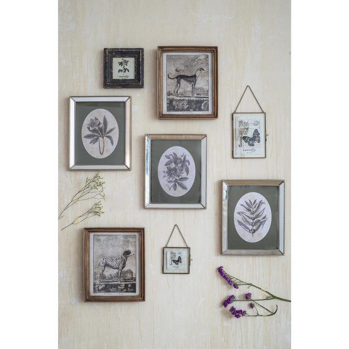 Creative Coop Picture Frame Brass and Glass Photo Frame with Chain