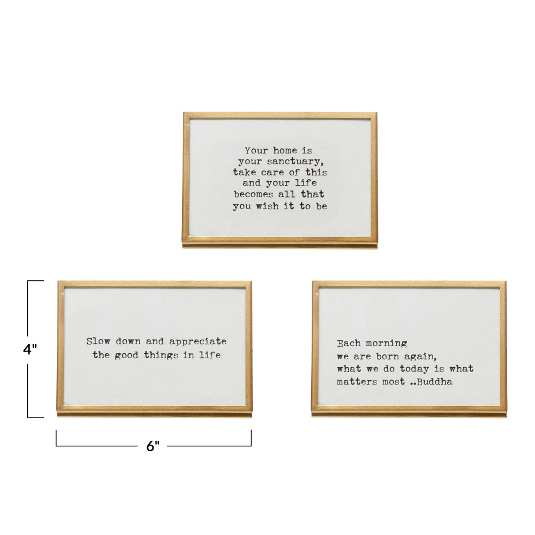 Creative Coop Picture Frame Frame with Easel and Saying, 3 Styles
