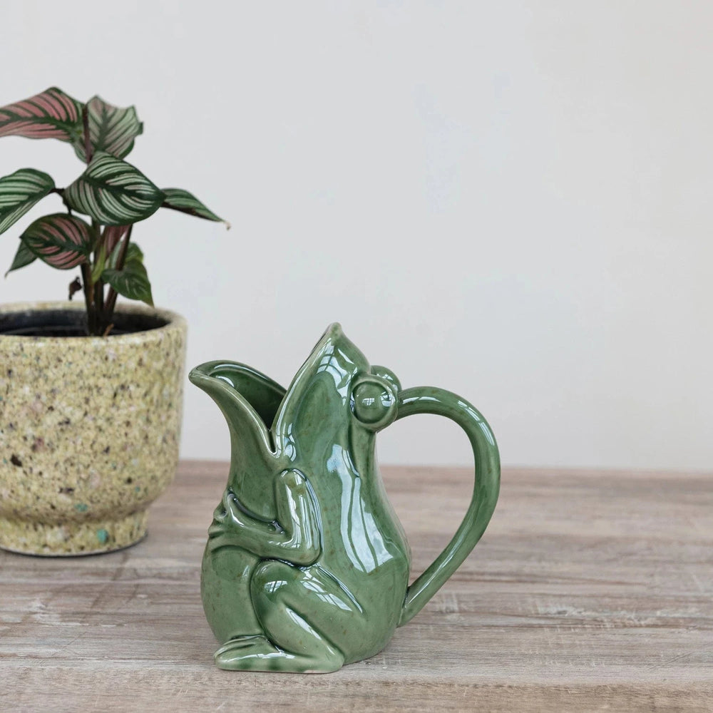 Creative Coop Pitcher 16 oz. Stoneware Frog Pitcher