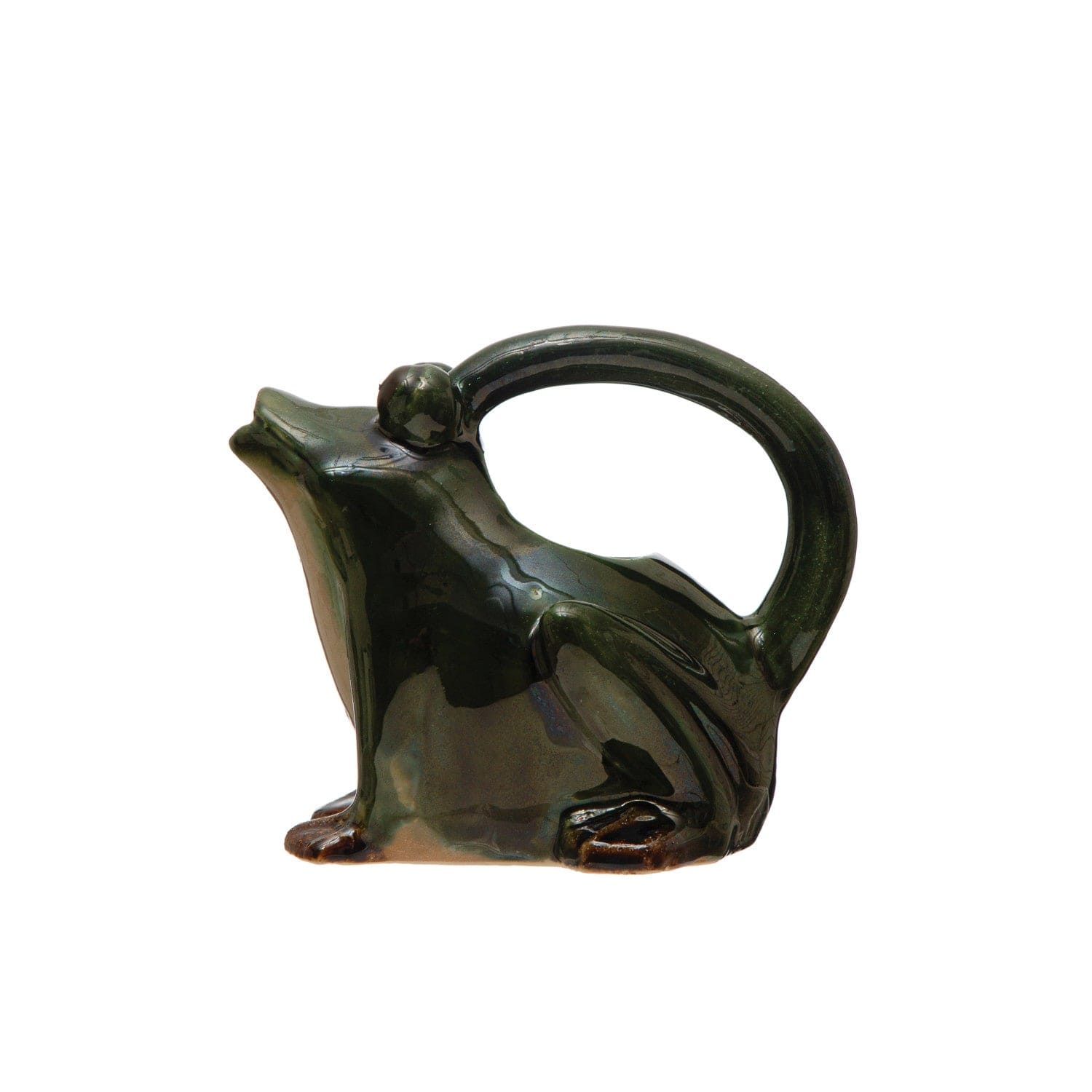 Creative Coop Pitcher 32 oz. Stoneware Frog Watering Pitcher, Reactive Glaze