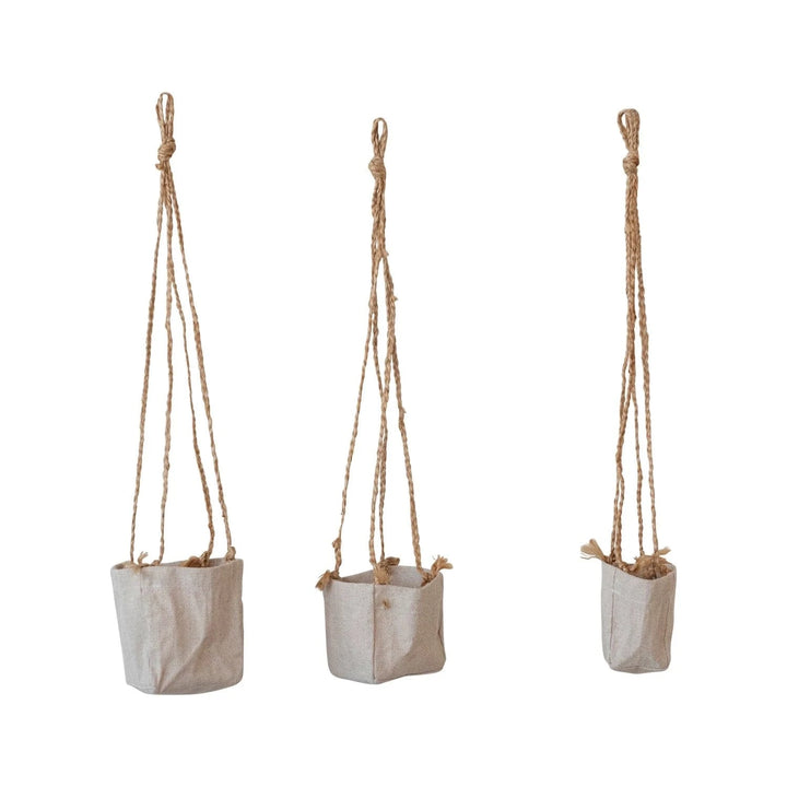 Creative Coop Plants Decorative Hanging Jute & Cotton Planter