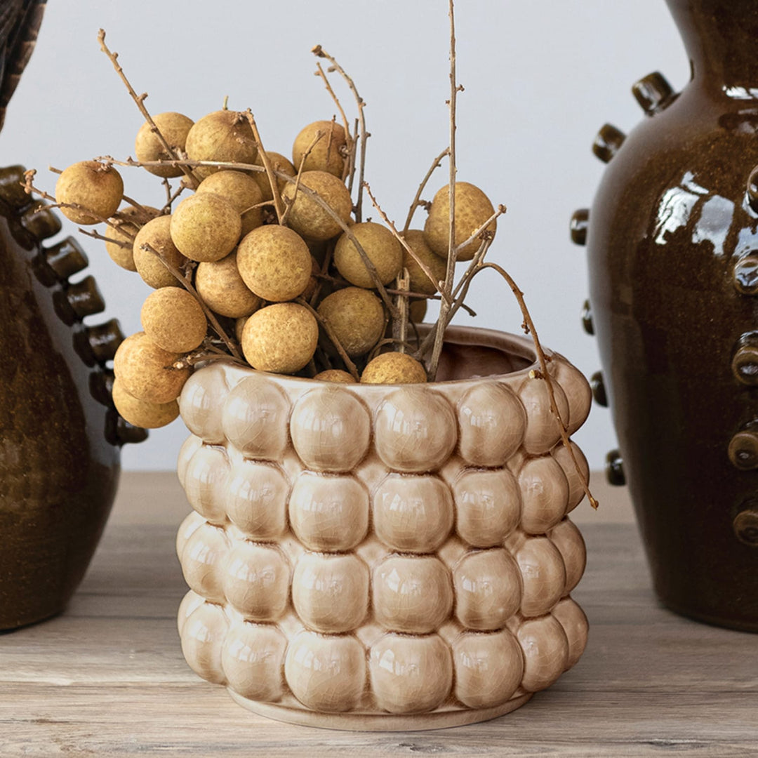 Creative Coop Plants Stoneware Raised Dots Planter (holds 4" pot)