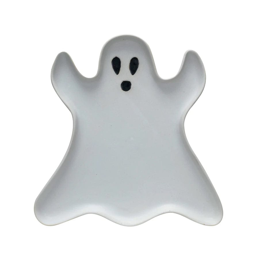 Creative Coop Plate Ghost Shaped Plate | Matte White & Black