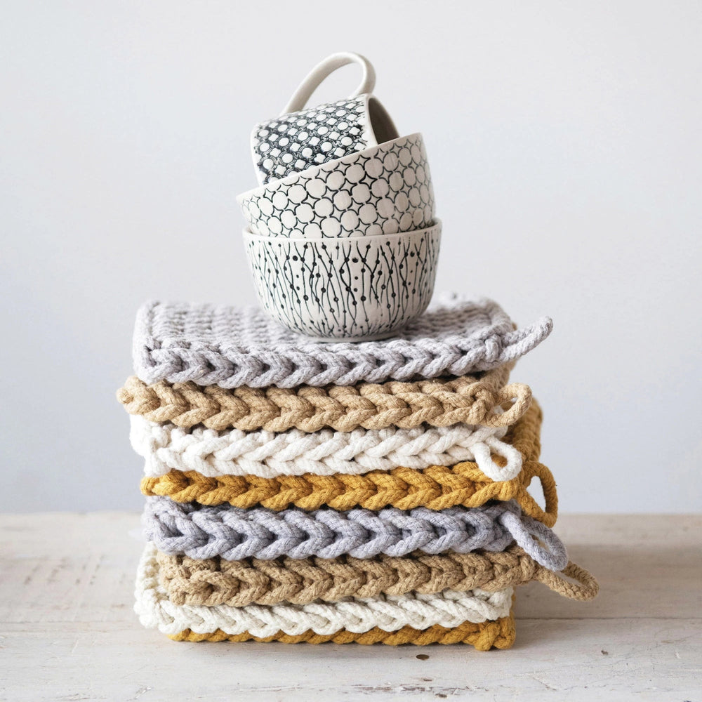 Creative Coop Pot Holder Cotton Crocheted Potholders