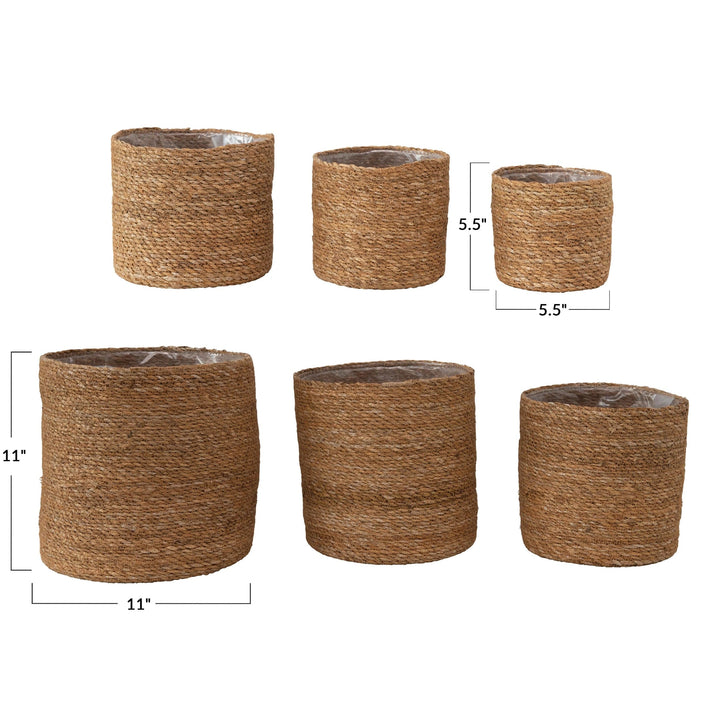 Creative Coop Pots & Planters Hand-Woven Baskets with Plastic Lining