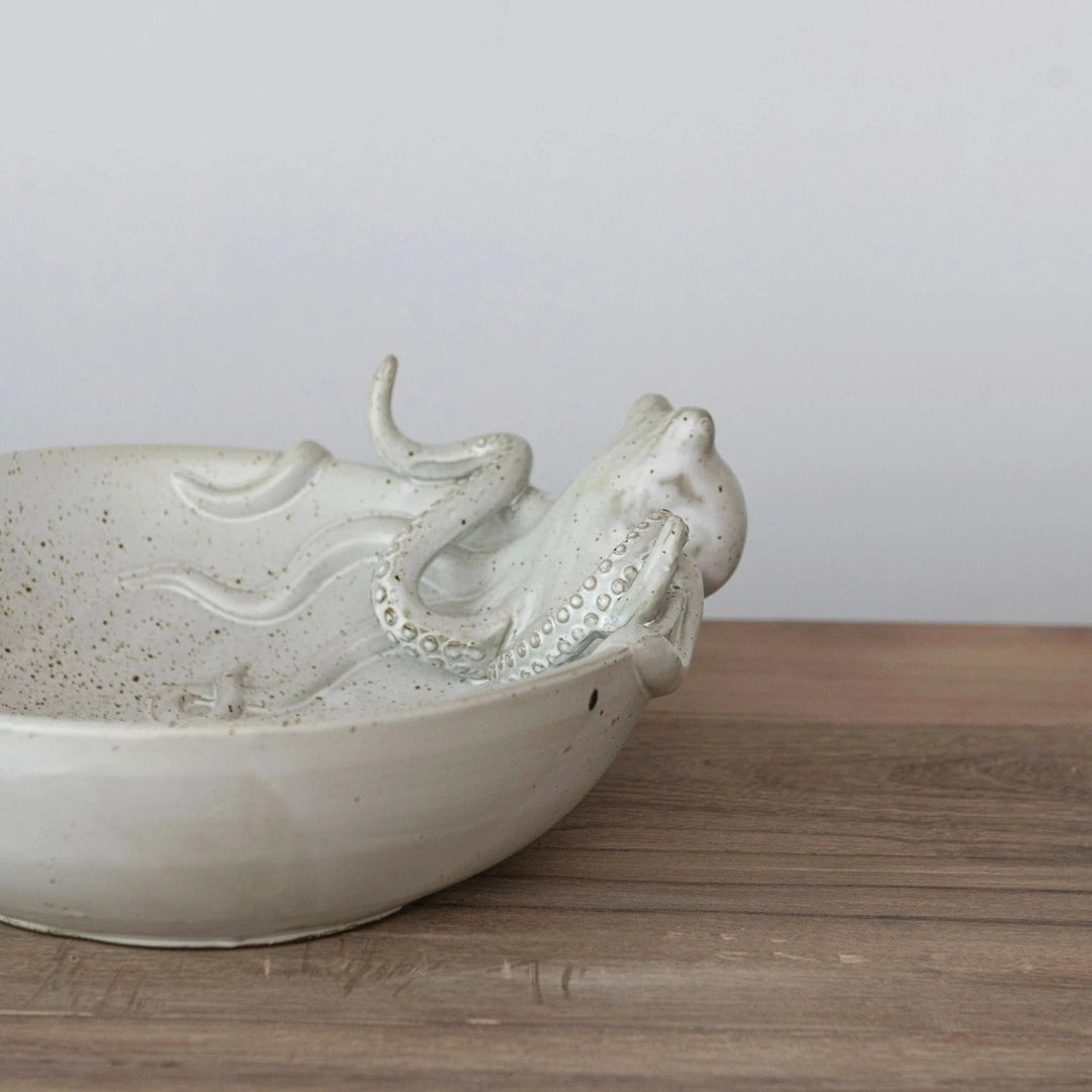 Creative Coop Serveware Stoneware Octopus Bowl Speckled