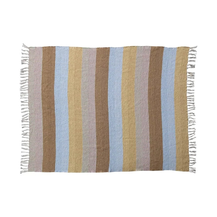 Creative Coop Throws Woven Recycled Cotton Blend Throw w/ Stripes & Fringe