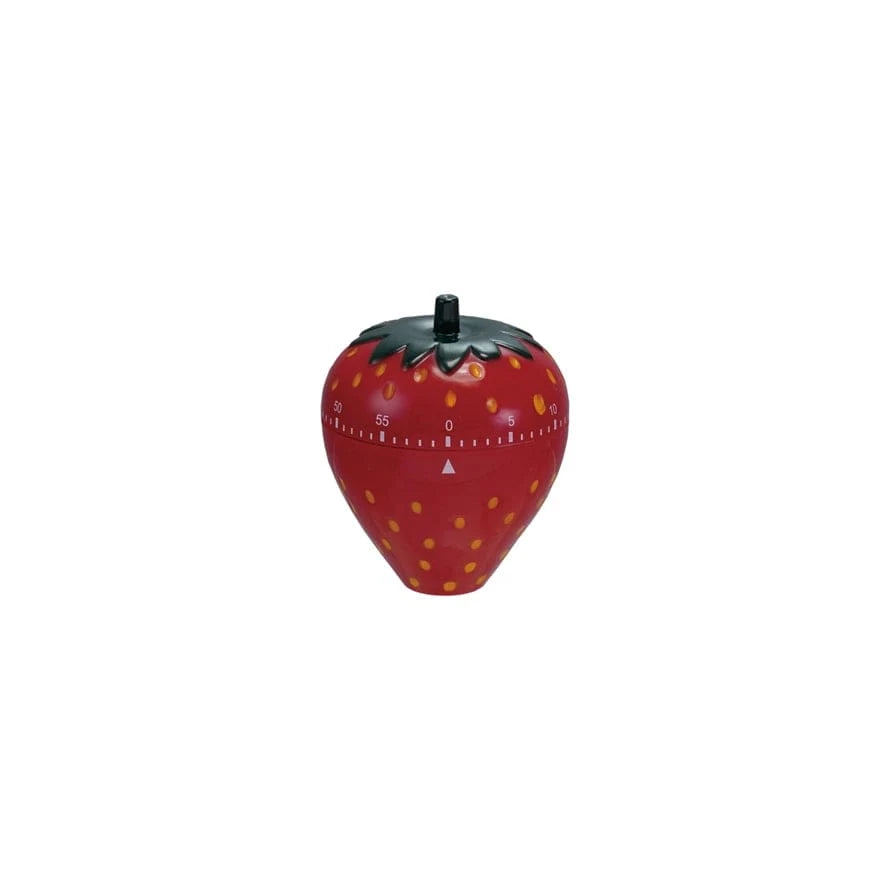 Creative Coop Timer Plastic Strawberry Shaped 1 Hour Twist Timer