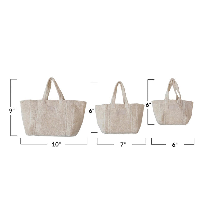 Creative Coop Tote Bags Cotton Terry Tote Bags w/ Handles