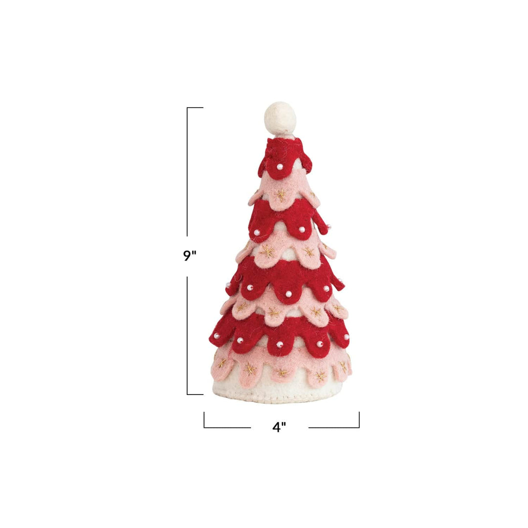 Creative Coop Trees Handmade Wool Felt Tree W/Beads, Embroidery & Pom-Poms