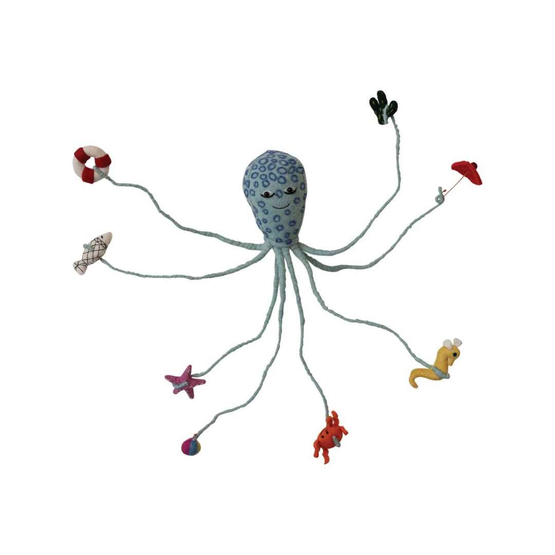 Creative Coop Wall Hanging Wool Felt & Wire Octopus w/ Sea Creatures & Toys