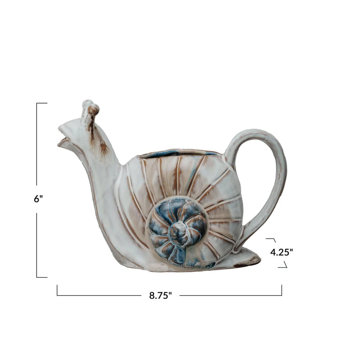 Creative Coop Watering Can 24 oz. Stoneware Snail Watering Can