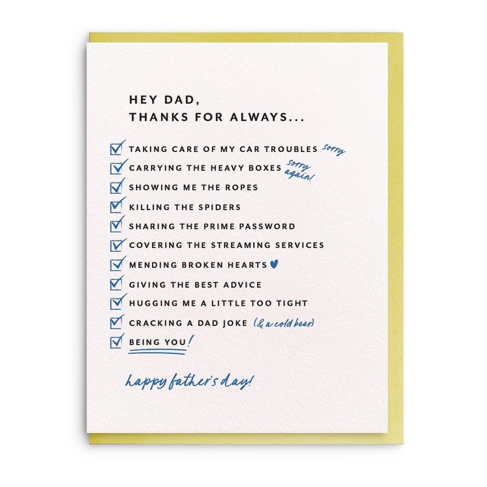 Dahlia Press Card Dad List Card