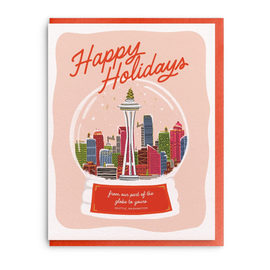 Dahlia Press Card Seattle Snow Globe Holiday Greeting Card