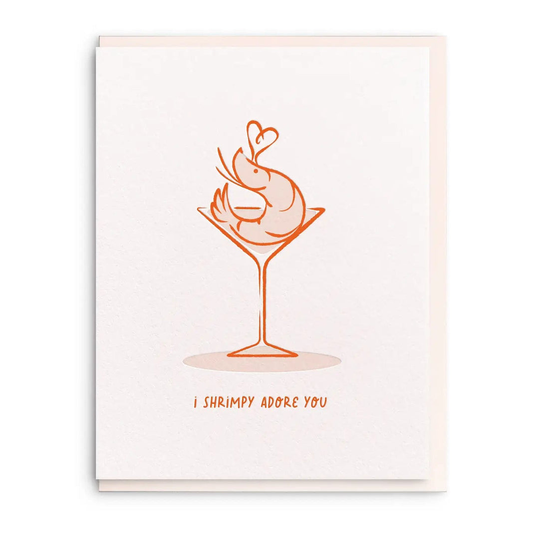 Dahlia Press Card Shrimply Adore You Letterpress Card