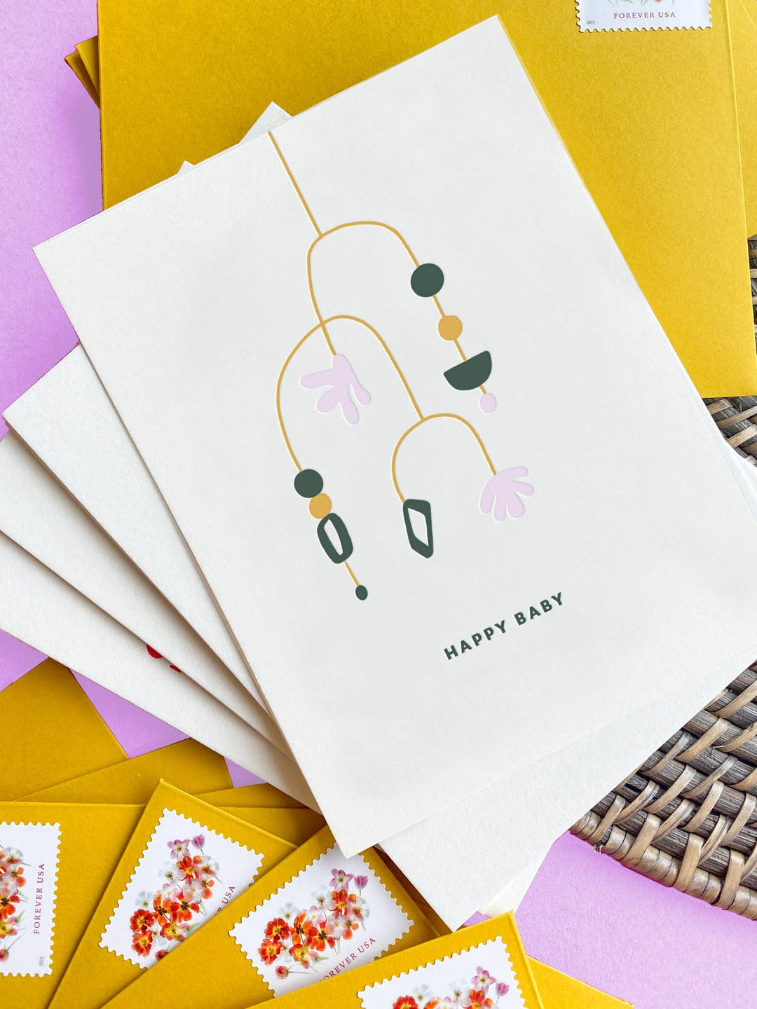 Dahlia Press Cards Happy Baby - Letterpress Baby Greeting Card