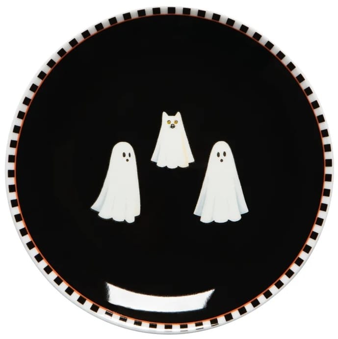 Danica Gifts Two ghosts + covered cat Kindred Spirits Halloween Appetizer Plates