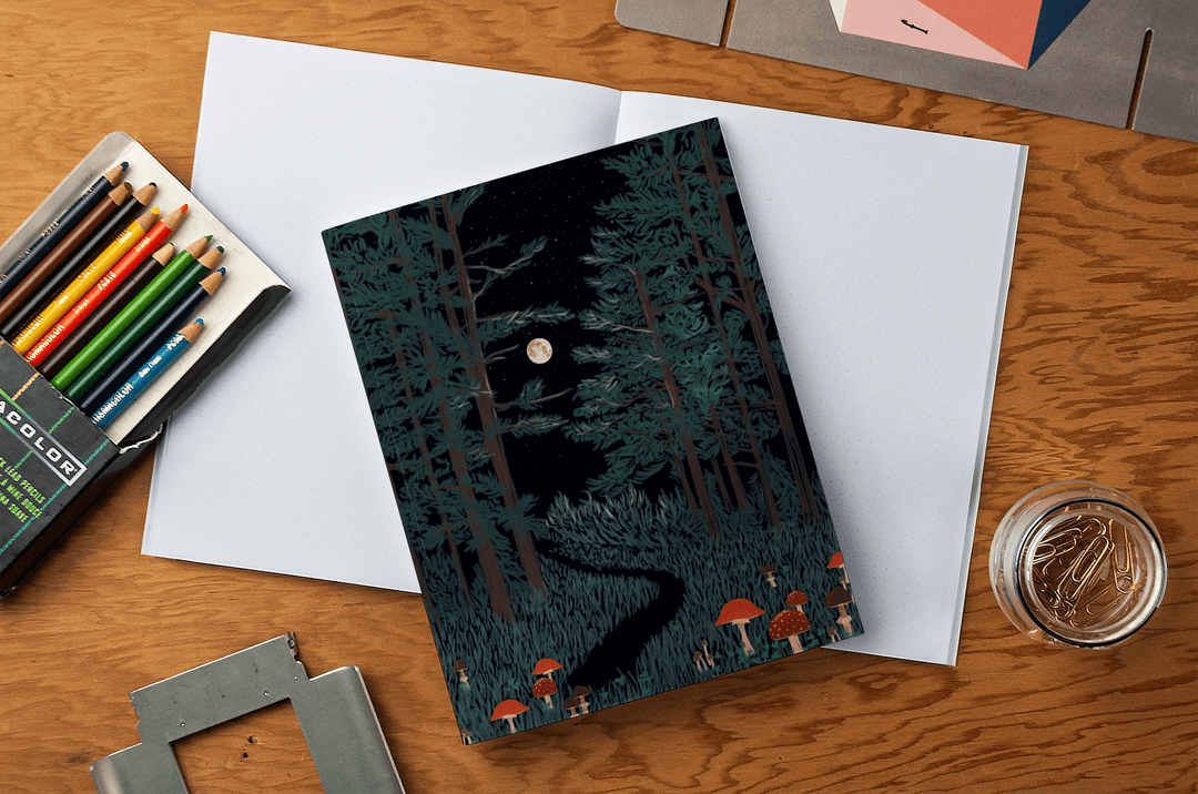 Denik Notebook Moonrise Forest Medium Layflat Notebook