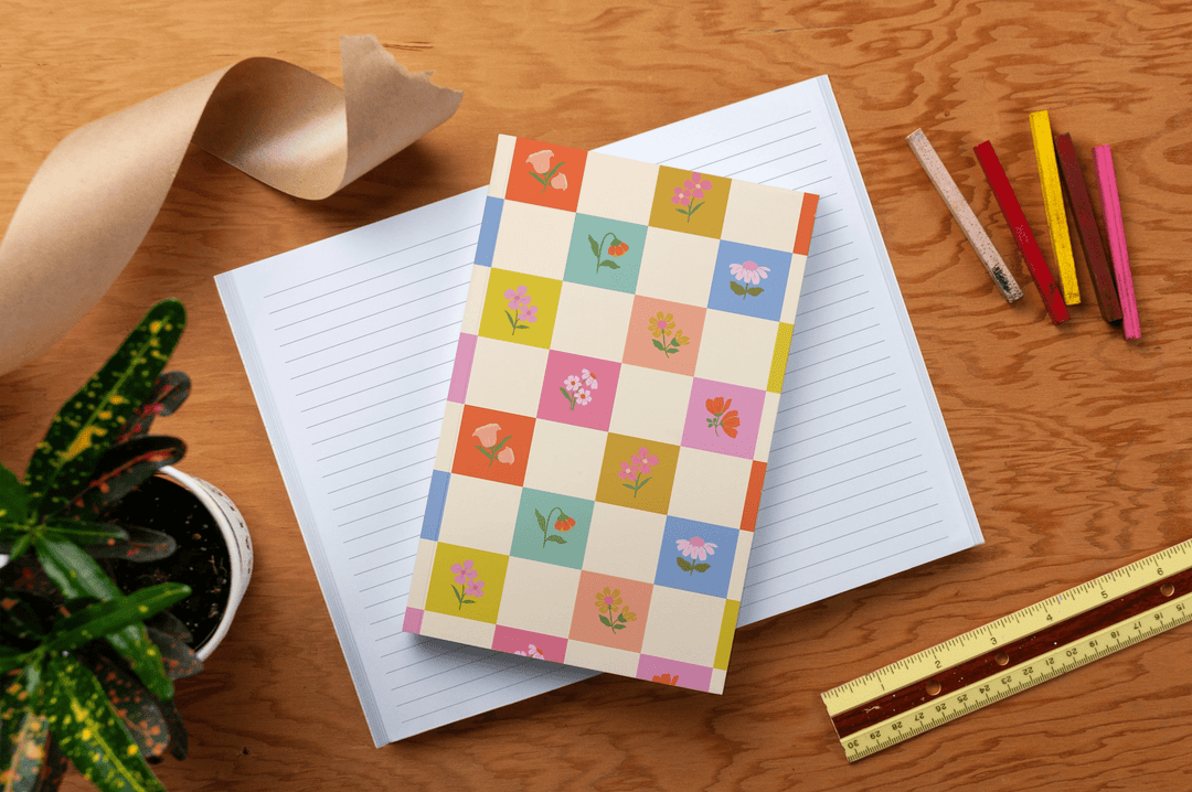 Denik Notebook Petals and Checkers Classic Layflat Notebook