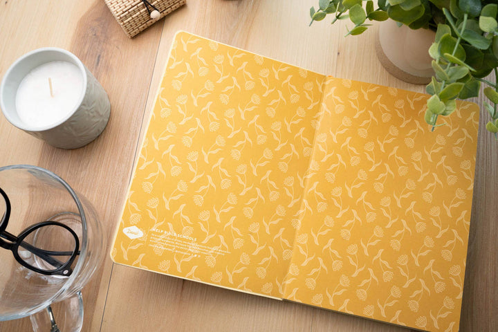 Denik paper Butter Yellow Blooms Embroidered Journal Notebook